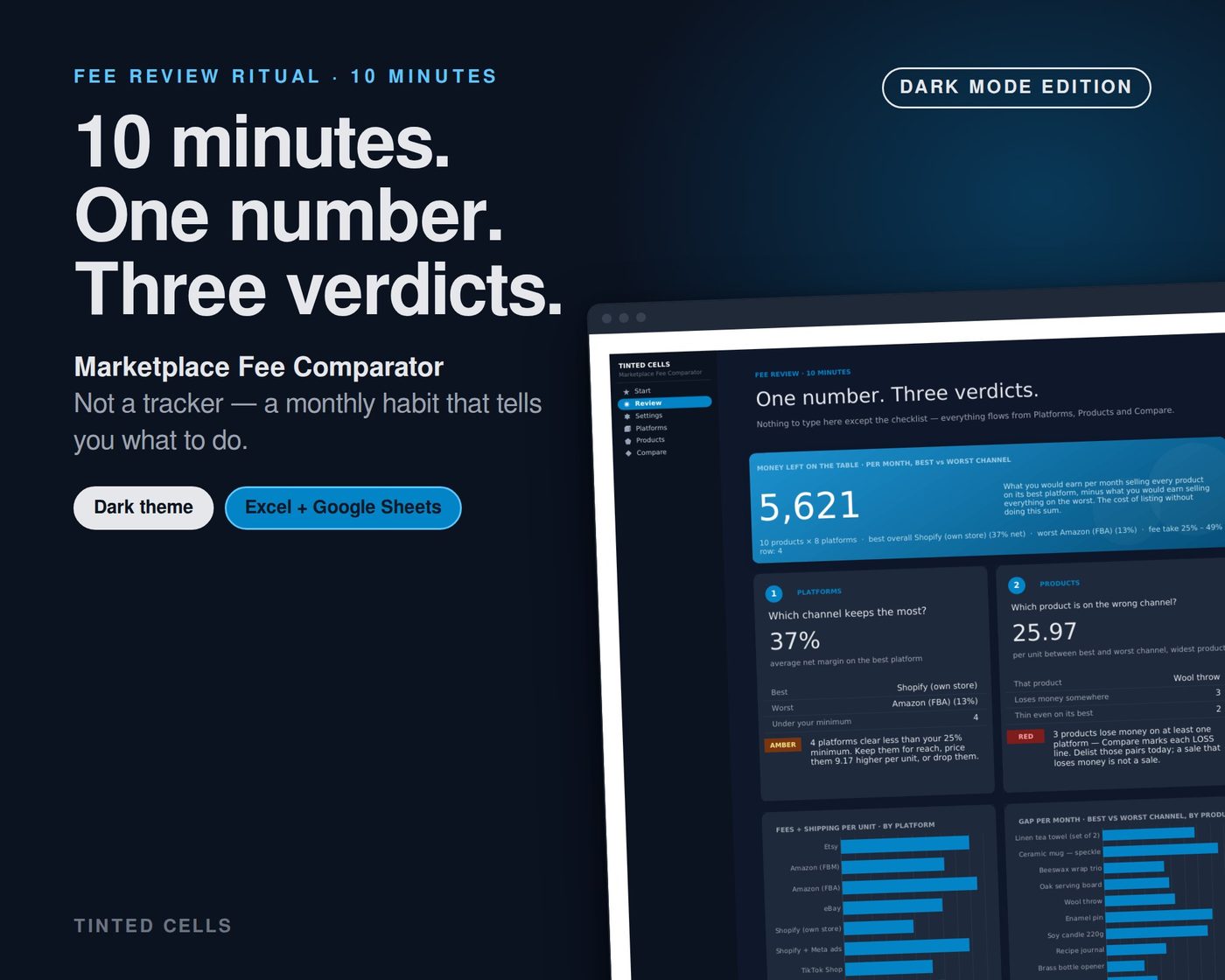 Marketplace Fee Comparator — dark edition