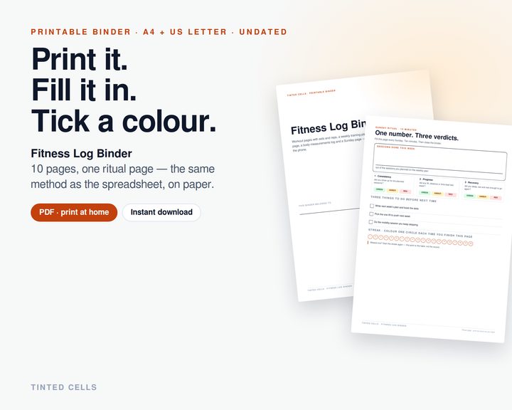 Fitness Log Binder