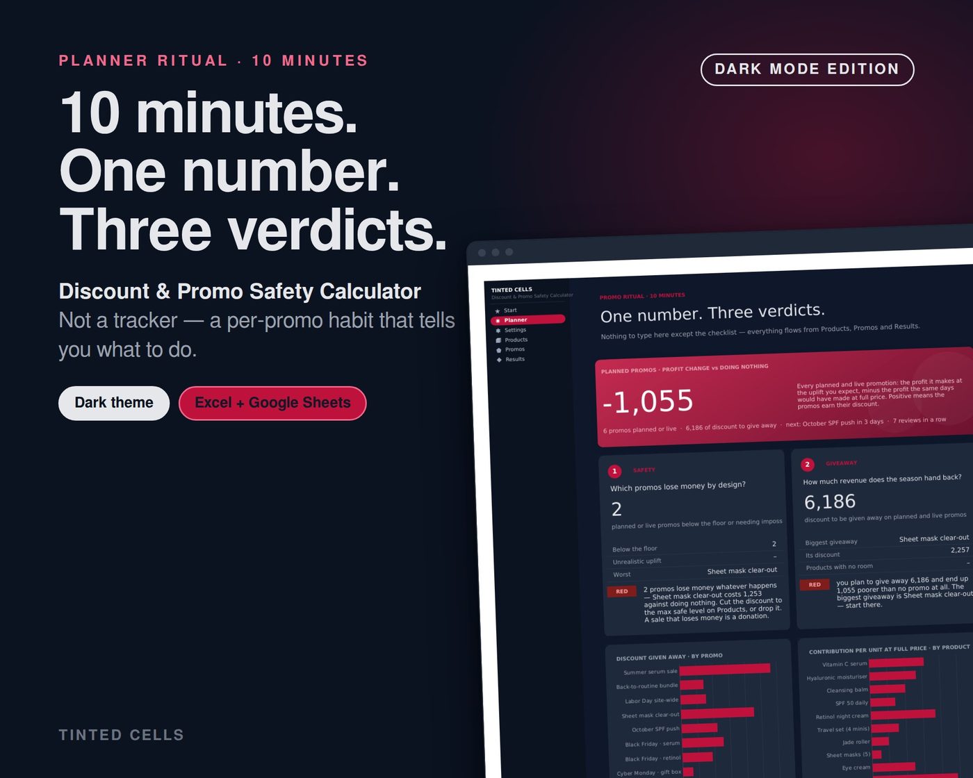 Discount & Promo Safety Calculator — dark edition